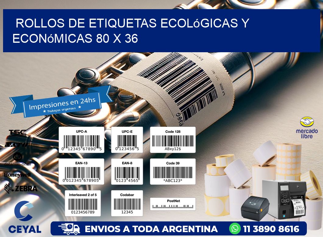 Rollos de Etiquetas Ecológicas y Económicas 80 x 36