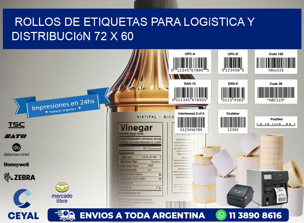 Rollos de Etiquetas para Logística y Distribución 72 x 60