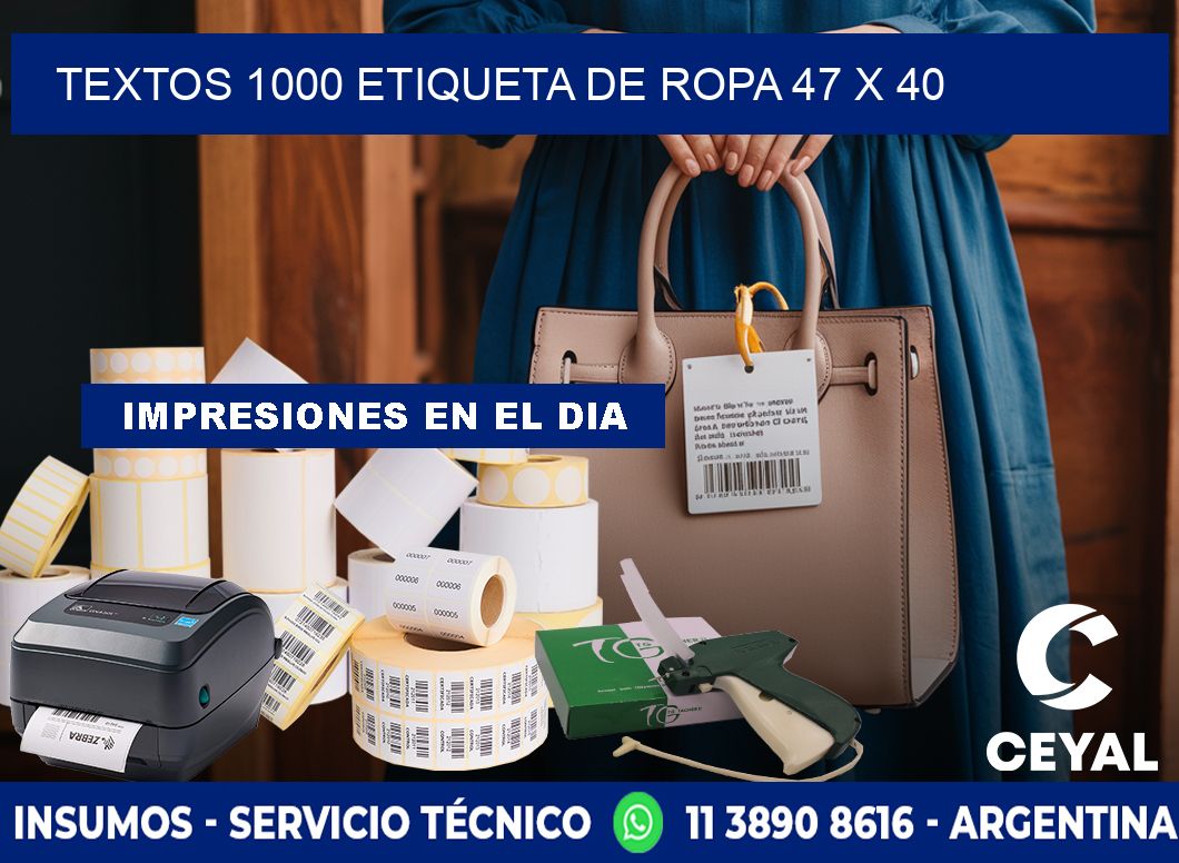 TEXTOS 1000 ETIQUETA DE ROPA 47 x 40