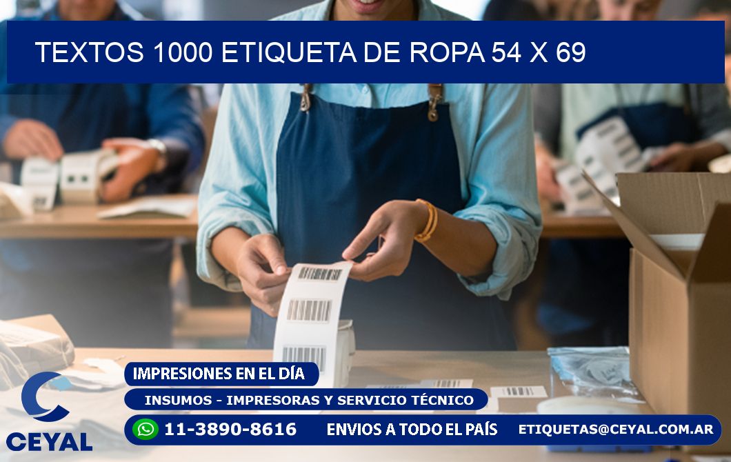 TEXTOS 1000 ETIQUETA DE ROPA 54 x 69