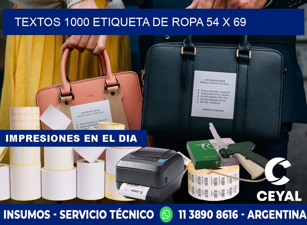 TEXTOS 1000 ETIQUETA DE ROPA 54 x 69