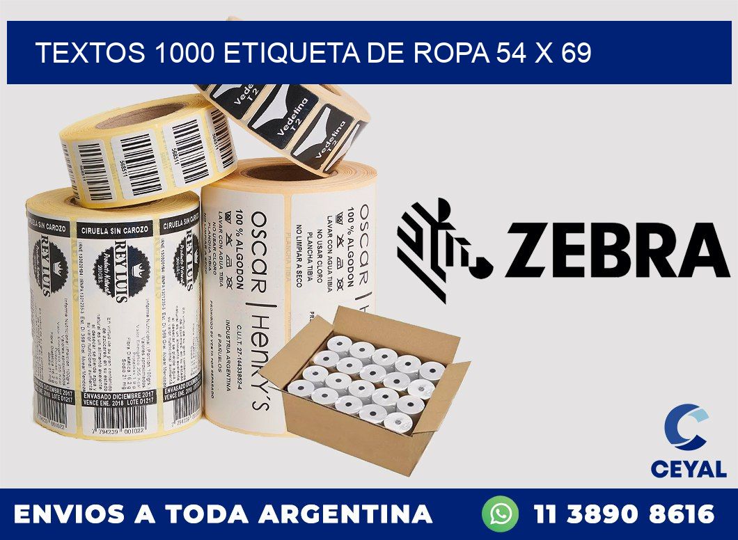 TEXTOS 1000 ETIQUETA DE ROPA 54 x 69