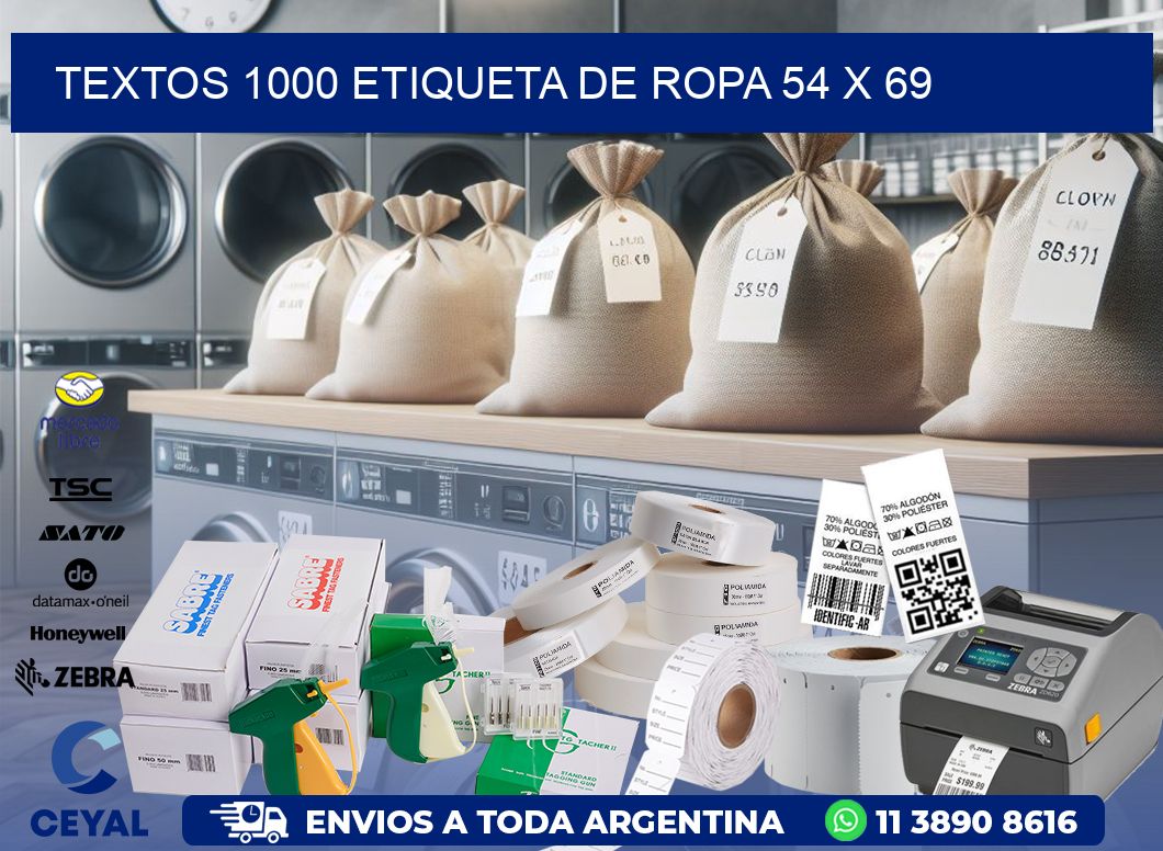 TEXTOS 1000 ETIQUETA DE ROPA 54 x 69