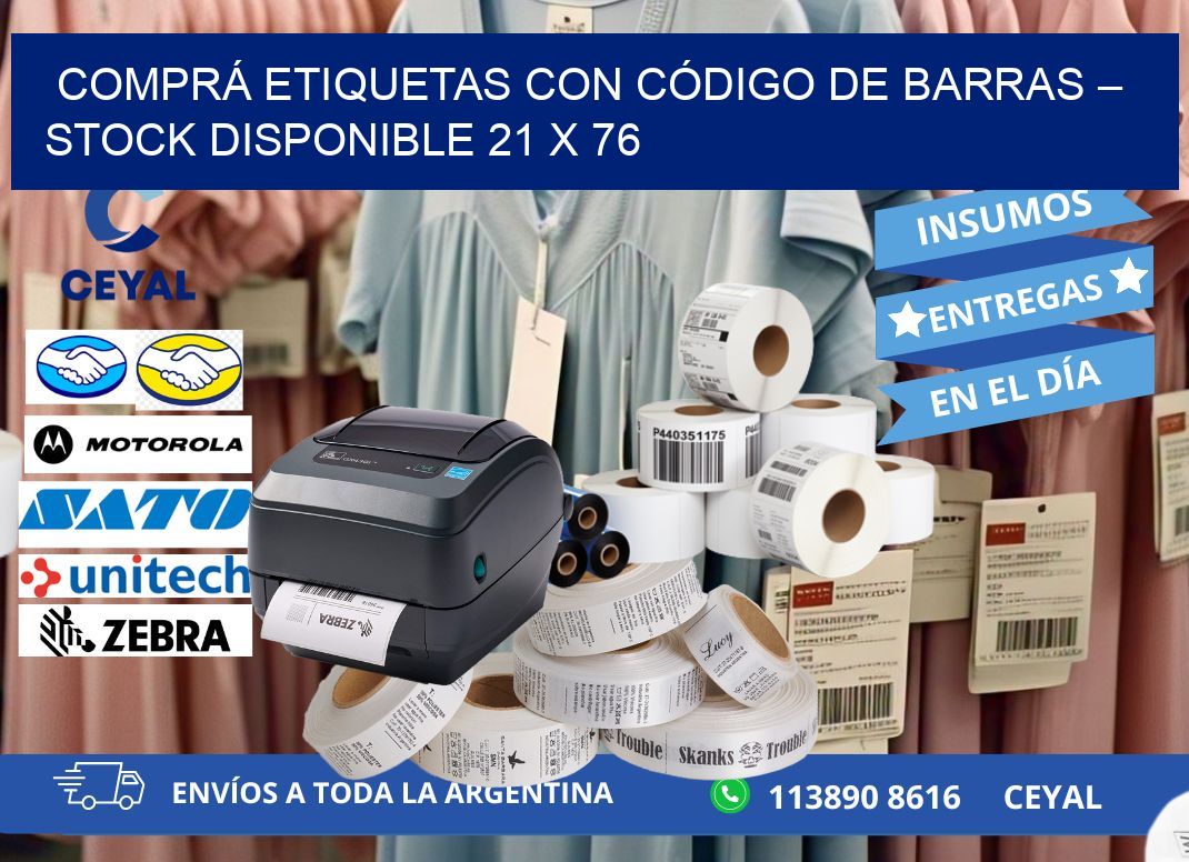 COMPRÁ ETIQUETAS CON CÓDIGO DE BARRAS – STOCK DISPONIBLE 21 x 76