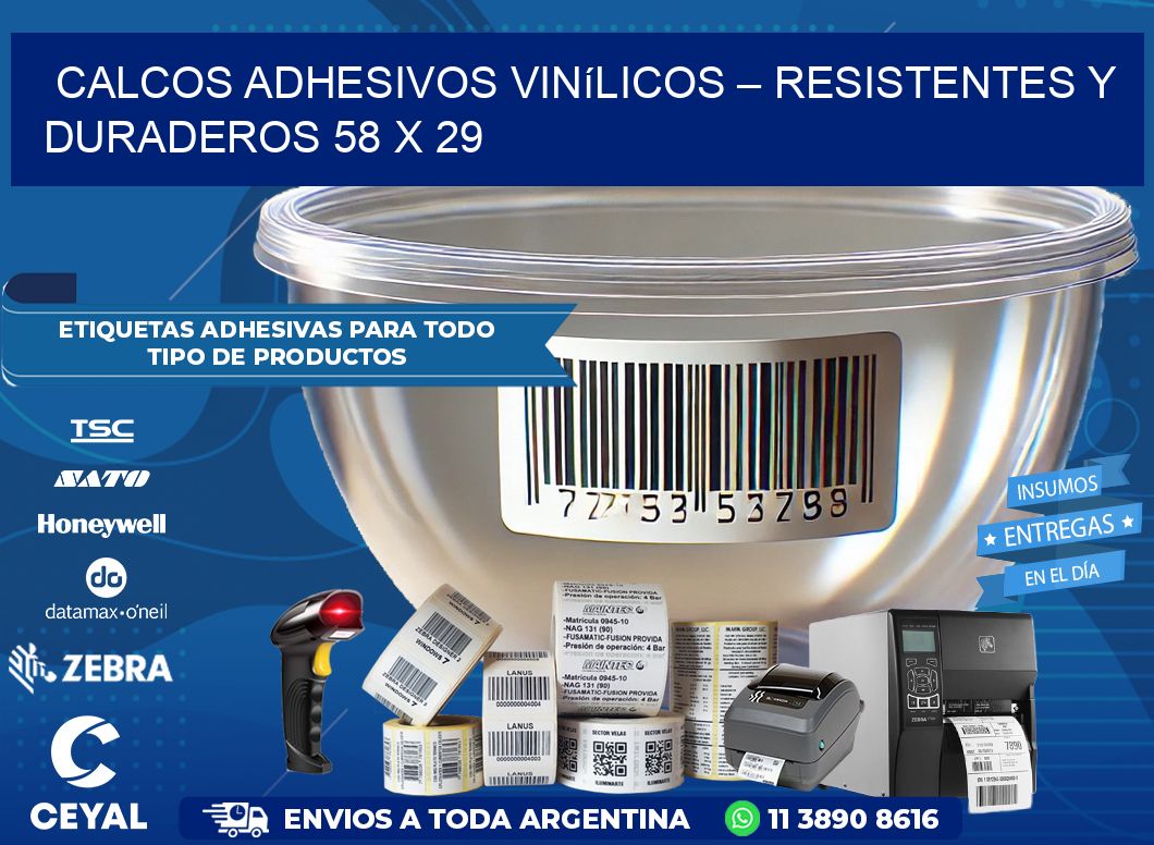 Calcos Adhesivos Vinílicos – Resistentes y Duraderos 58 x 29