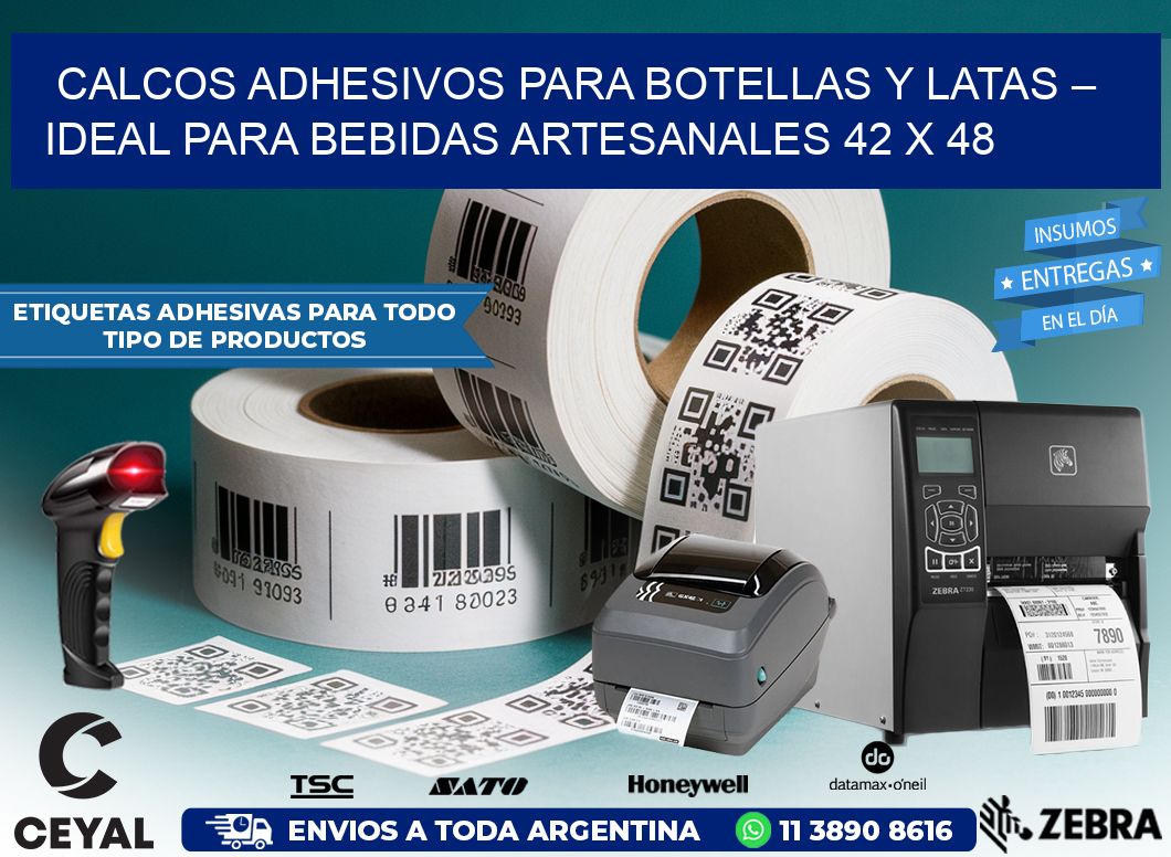 Calcos Adhesivos para Botellas y Latas – Ideal para Bebidas Artesanales 42 x 48