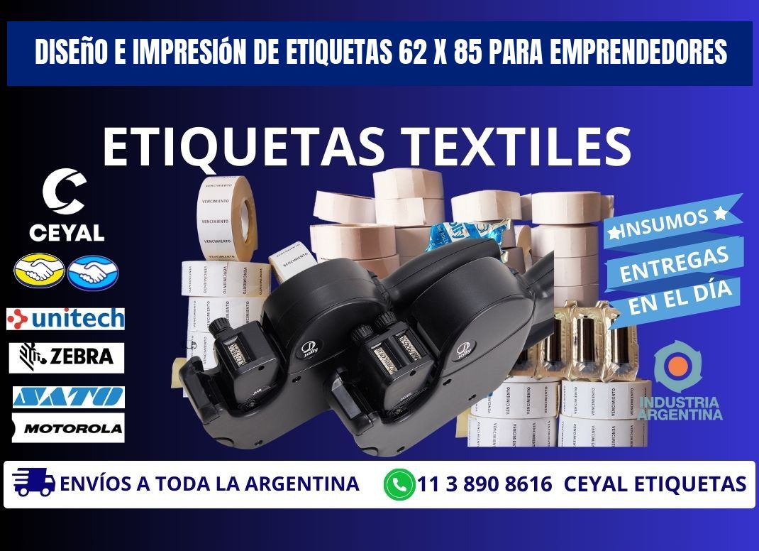 Diseño e Impresión de Etiquetas 62 x 85 para Emprendedores