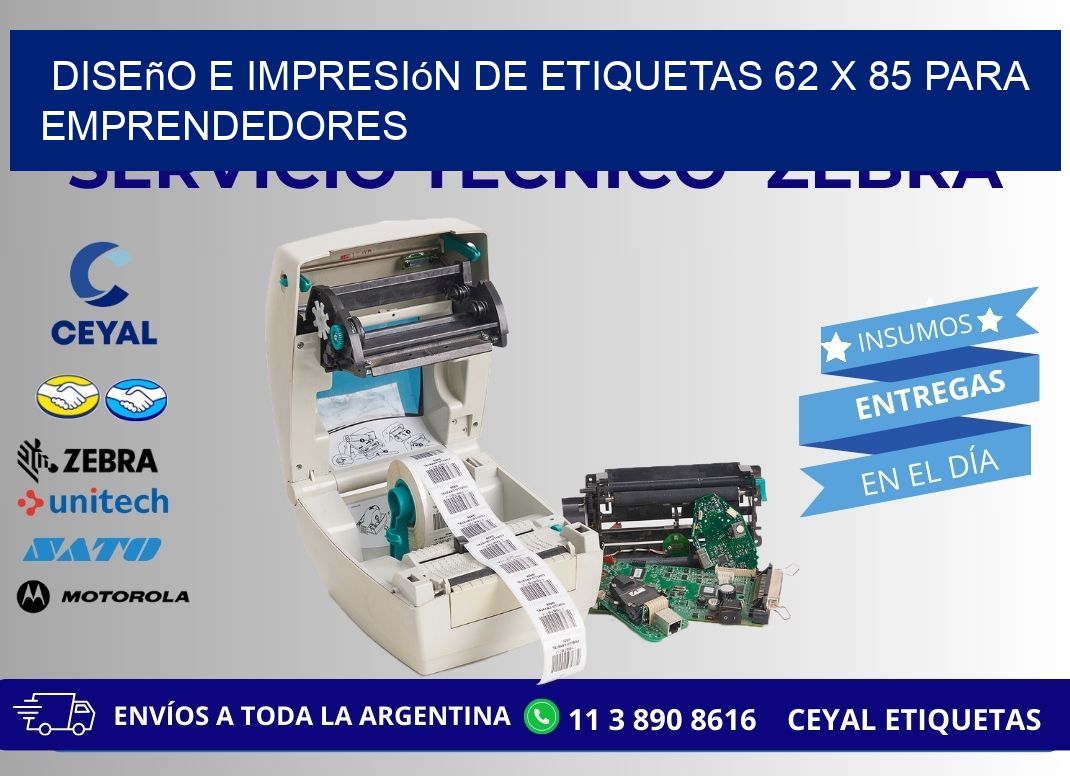 Diseño e Impresión de Etiquetas 62 x 85 para Emprendedores