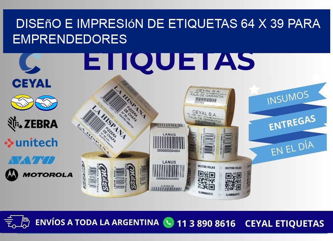 Diseño e Impresión de Etiquetas 64 x 39 para Emprendedores