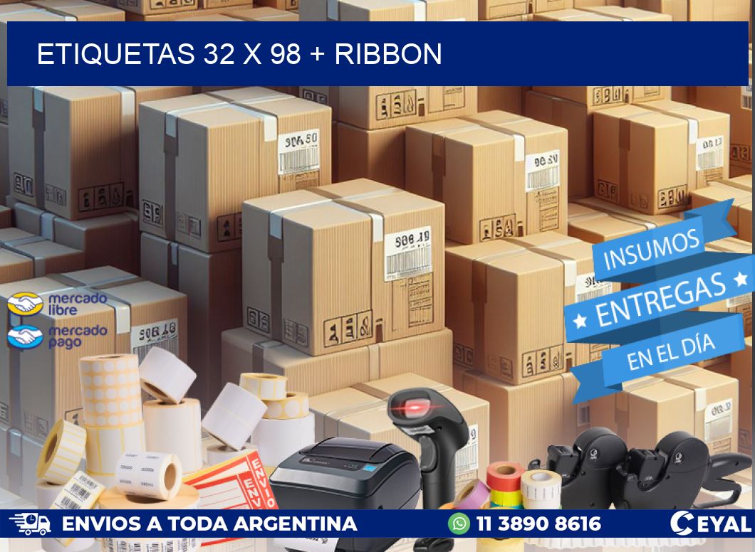 ETIQUETAS 32 x 98 + RIBBON