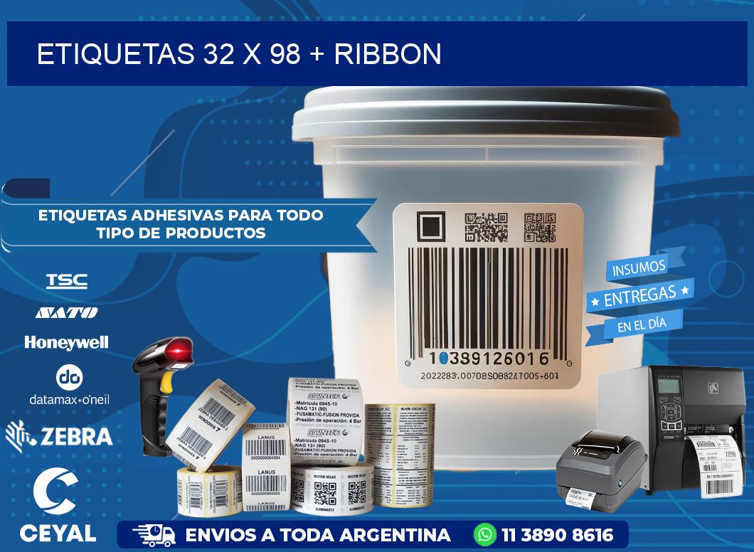 ETIQUETAS 32 x 98 + RIBBON