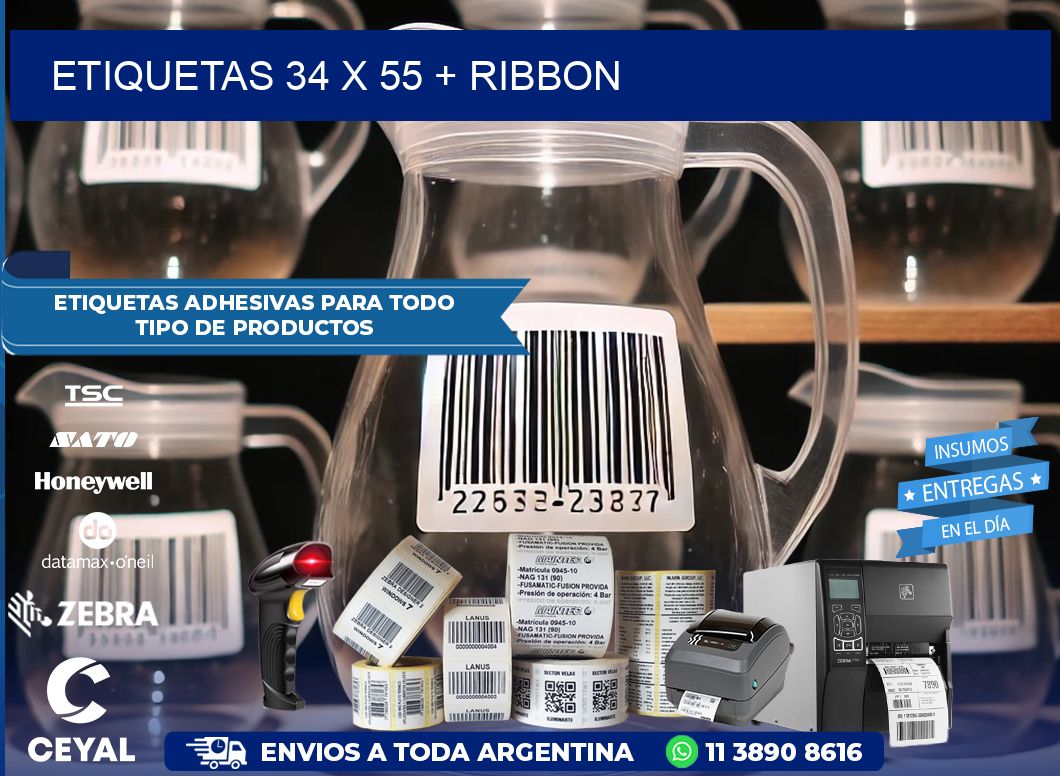 ETIQUETAS 34 x 55 + RIBBON