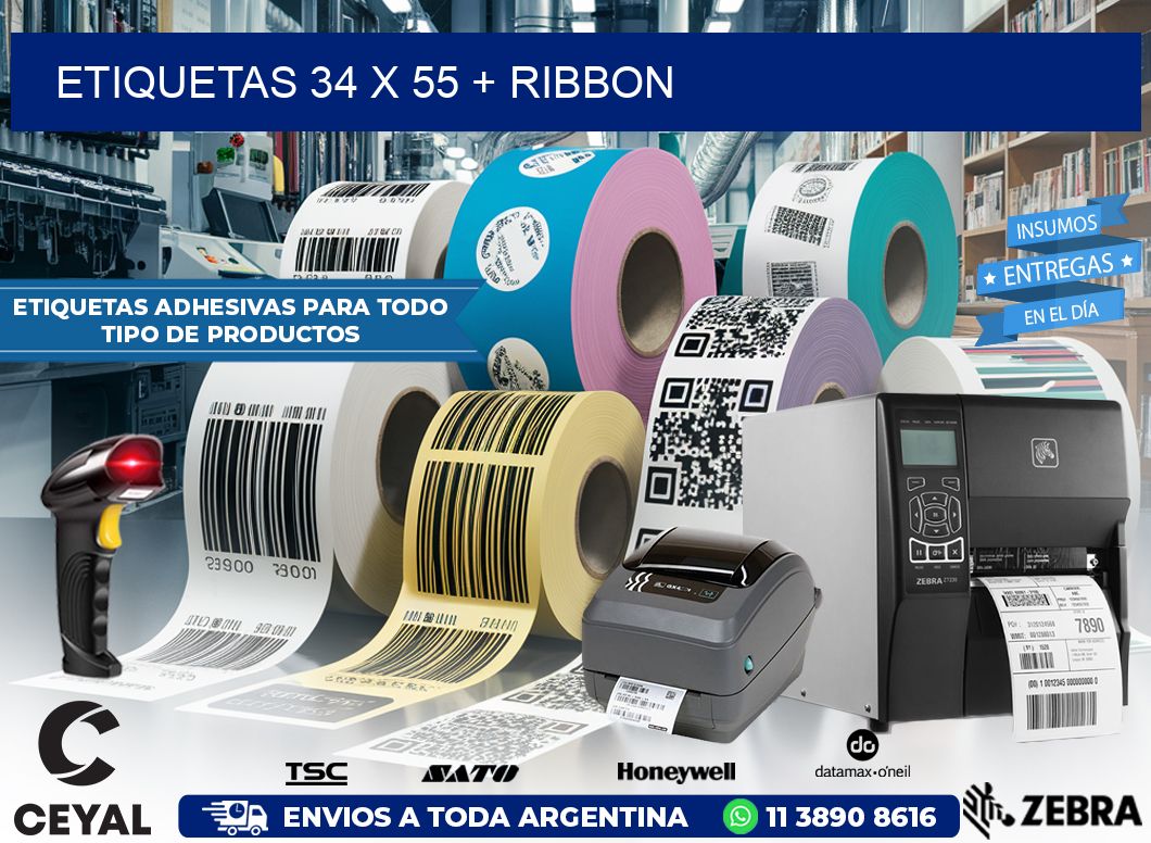 ETIQUETAS 34 x 55 + RIBBON