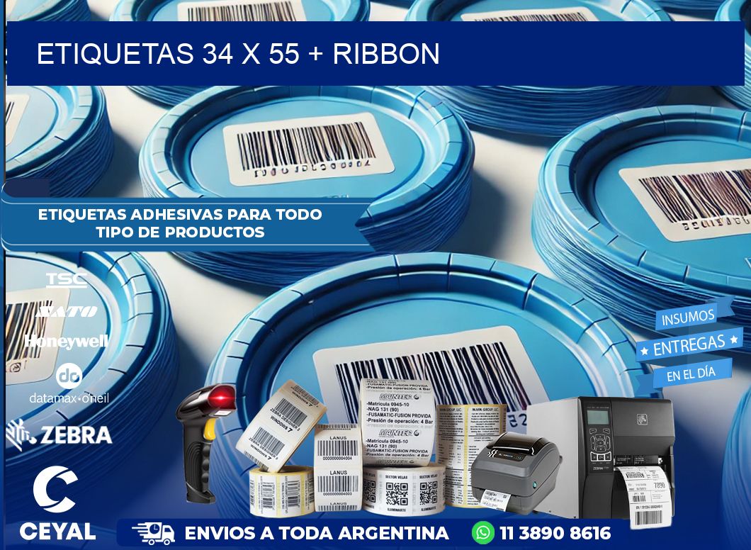 ETIQUETAS 34 x 55 + RIBBON