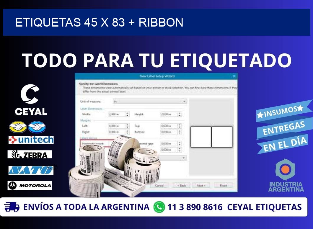 ETIQUETAS 45 x 83 + RIBBON