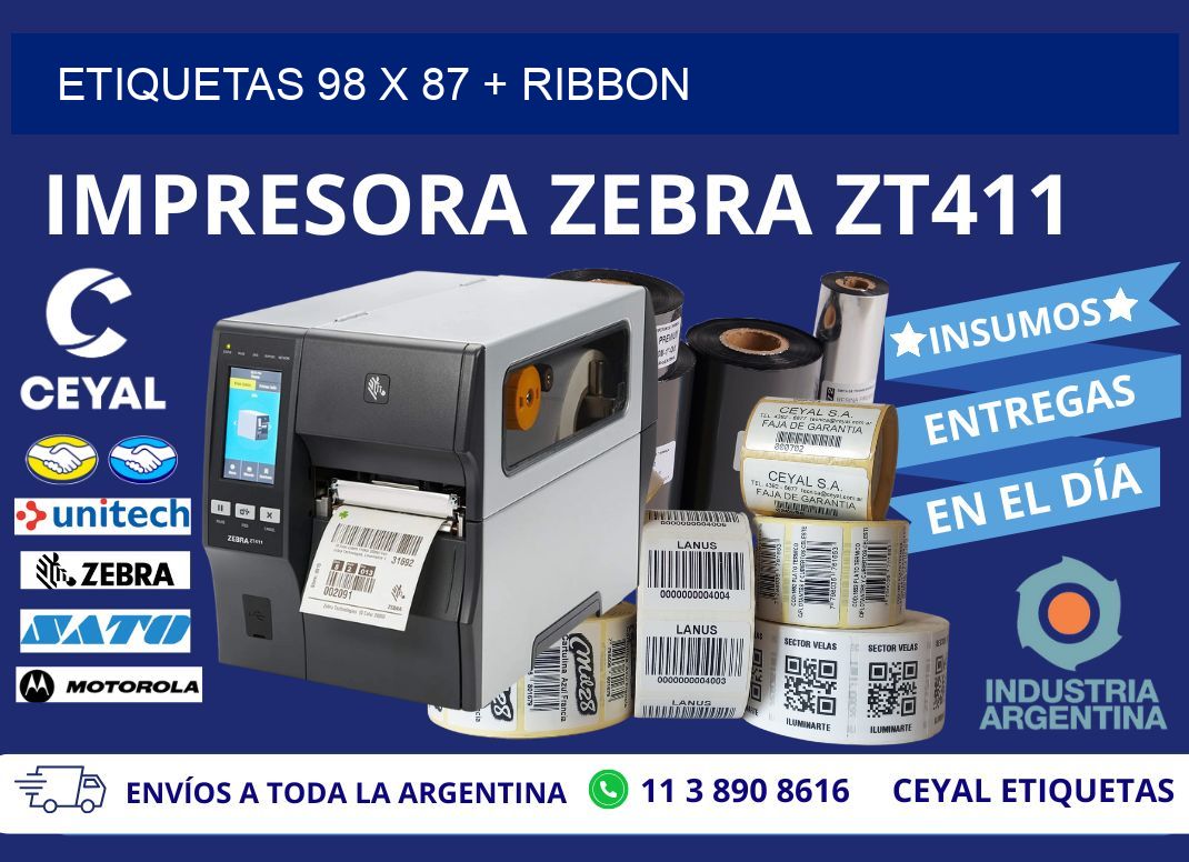 ETIQUETAS 98 x 87 + RIBBON