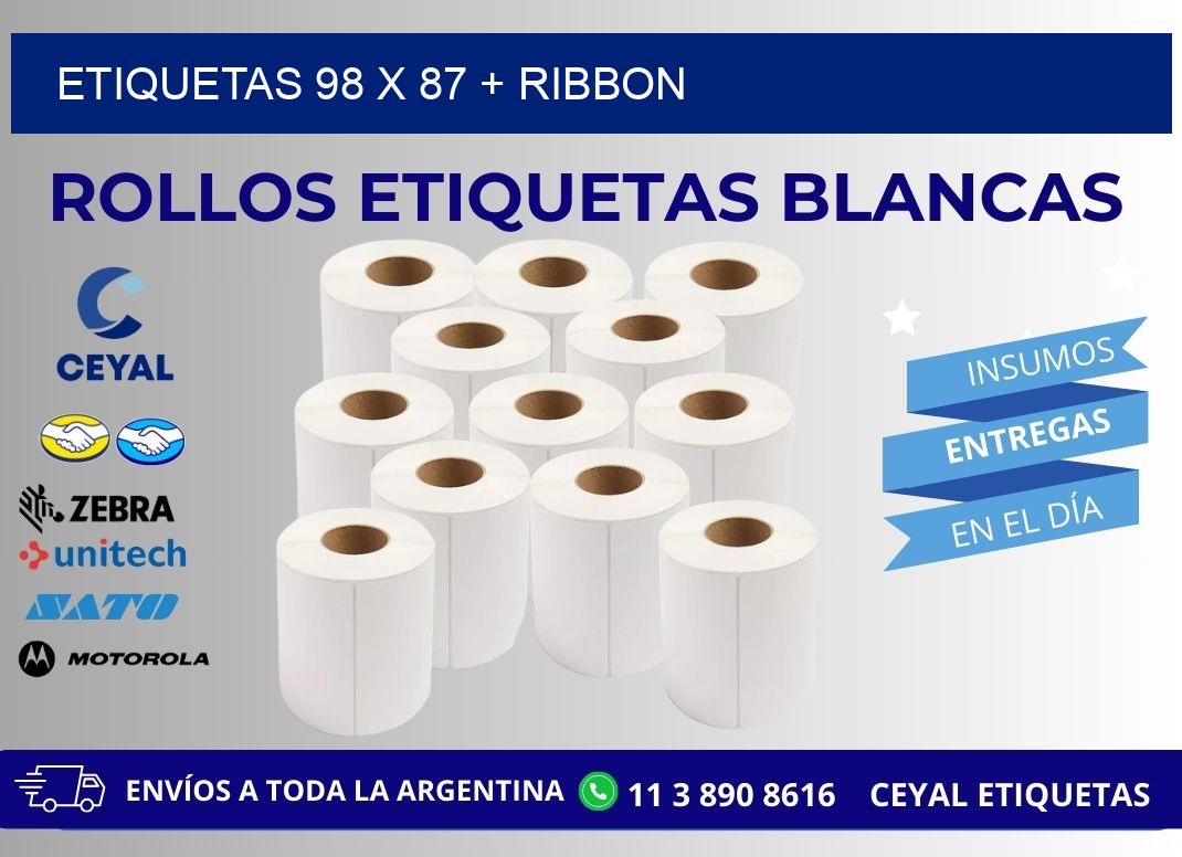 ETIQUETAS 98 x 87 + RIBBON