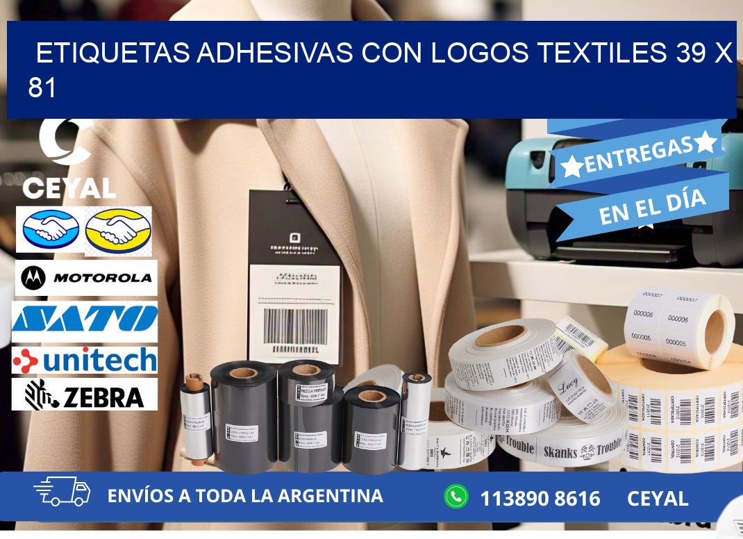 ETIQUETAS ADHESIVAS CON LOGOS TEXTILES 39 x 81