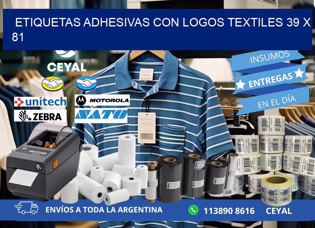 ETIQUETAS ADHESIVAS CON LOGOS TEXTILES 39 x 81