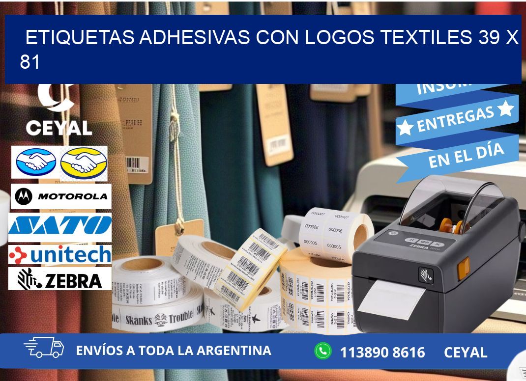 ETIQUETAS ADHESIVAS CON LOGOS TEXTILES 39 x 81