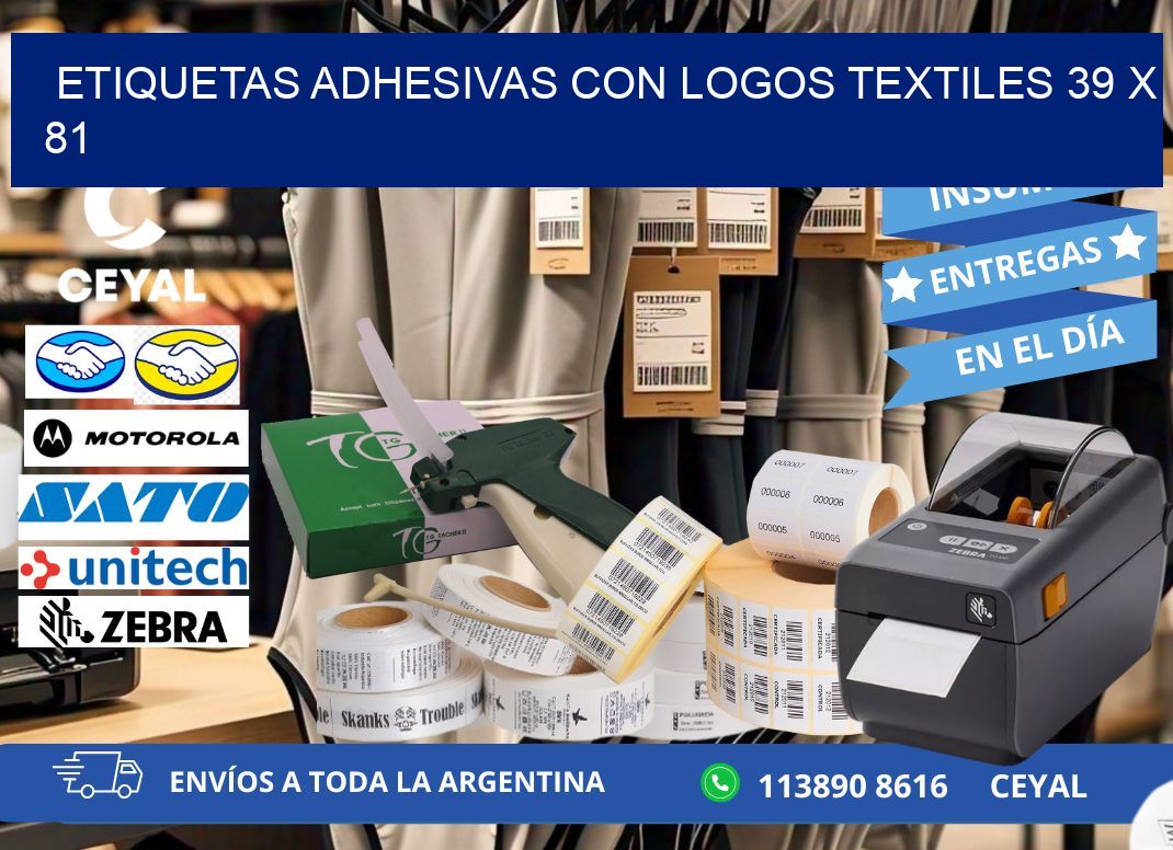 ETIQUETAS ADHESIVAS CON LOGOS TEXTILES 39 x 81