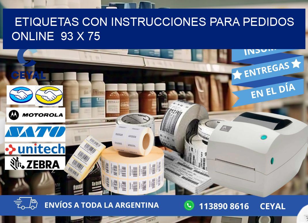 ETIQUETAS CON INSTRUCCIONES PARA PEDIDOS ONLINE  93 x 75