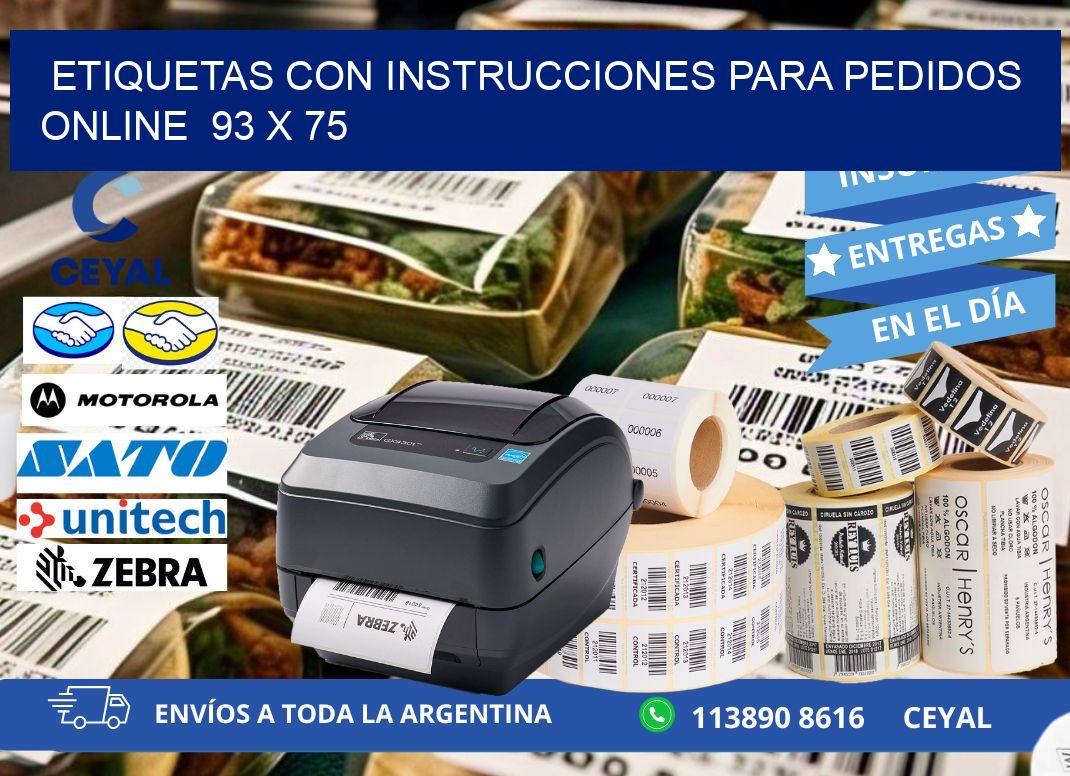 ETIQUETAS CON INSTRUCCIONES PARA PEDIDOS ONLINE  93 x 75