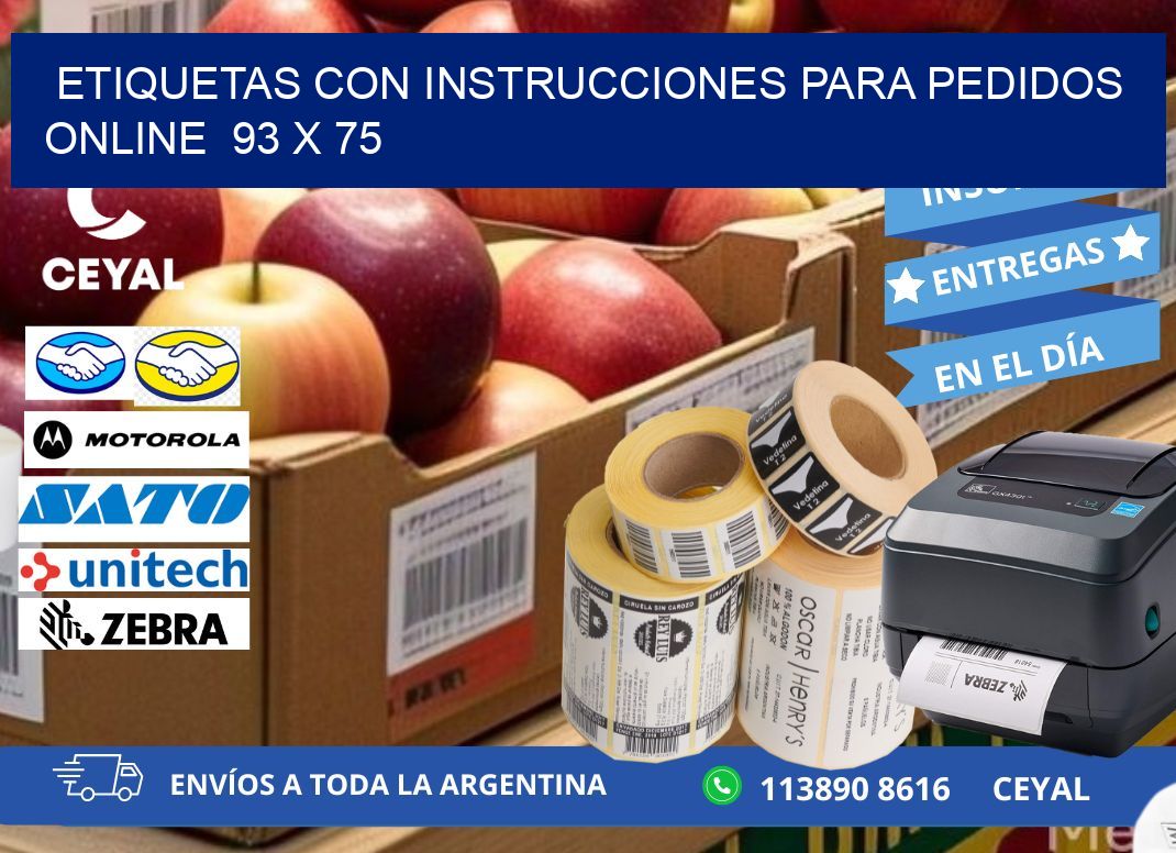 ETIQUETAS CON INSTRUCCIONES PARA PEDIDOS ONLINE  93 x 75