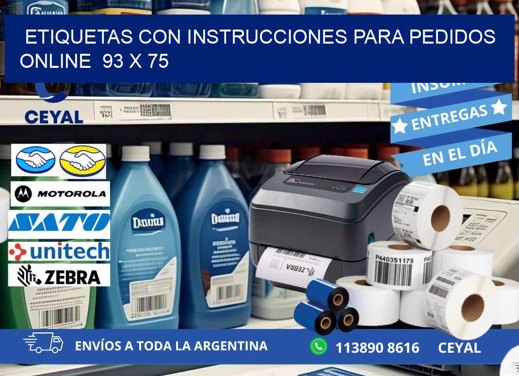 ETIQUETAS CON INSTRUCCIONES PARA PEDIDOS ONLINE  93 x 75