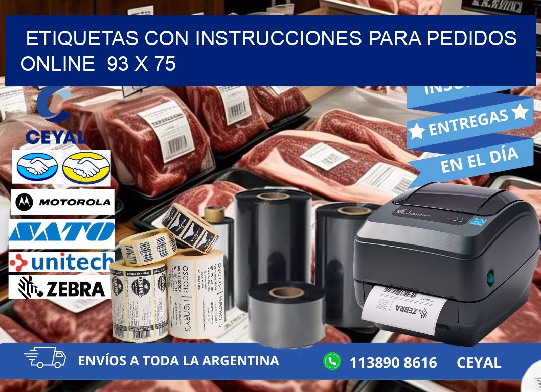 ETIQUETAS CON INSTRUCCIONES PARA PEDIDOS ONLINE  93 x 75