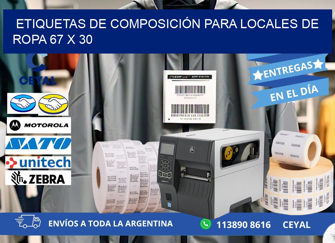 ETIQUETAS DE COMPOSICIÓN PARA LOCALES DE ROPA 67 x 30