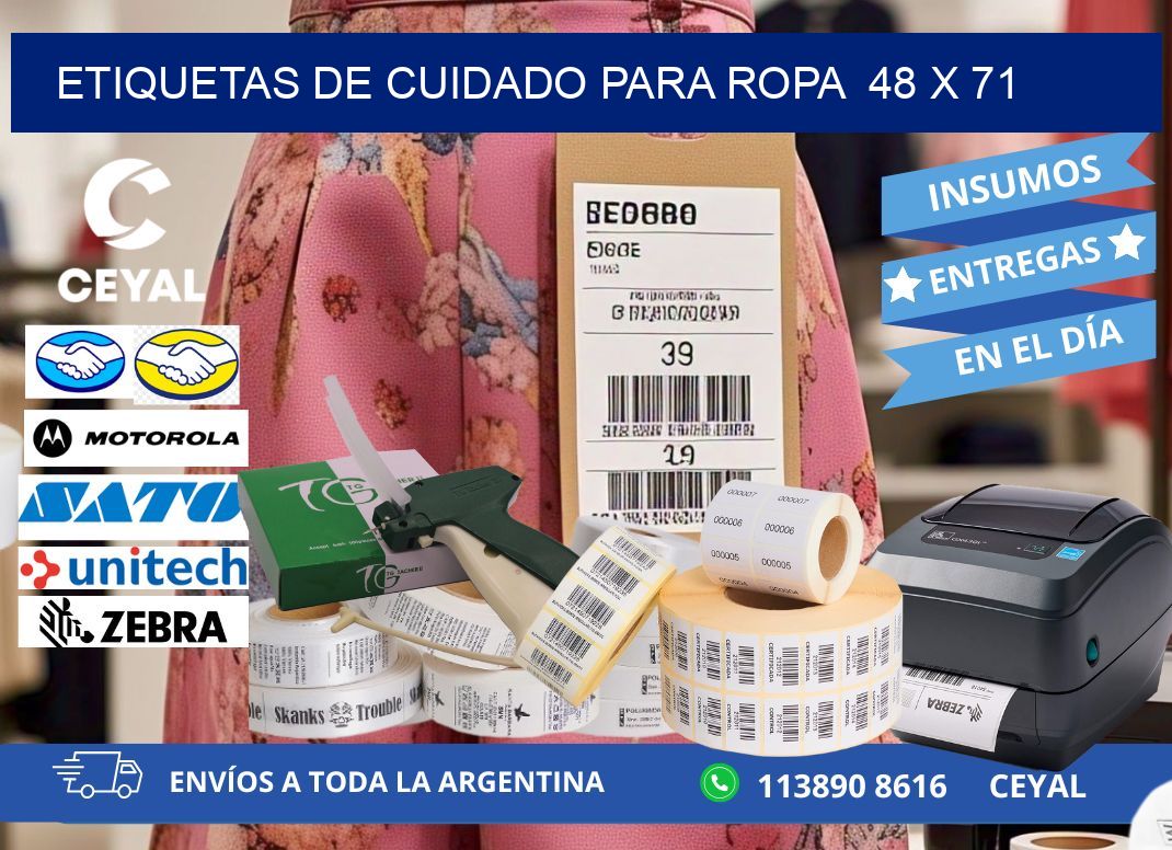 ETIQUETAS DE CUIDADO PARA ROPA  48 x 71