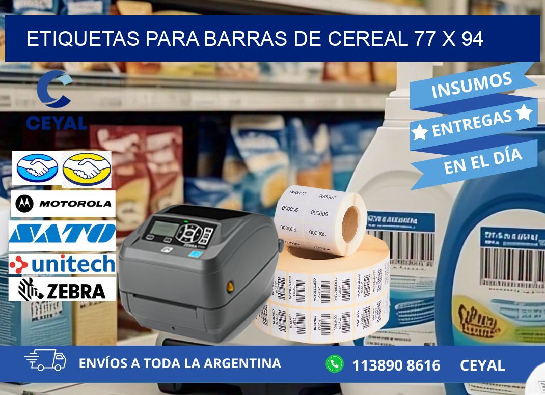 ETIQUETAS PARA BARRAS DE CEREAL 77 x 94