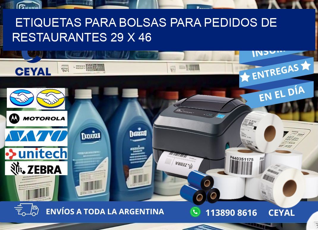 ETIQUETAS PARA BOLSAS PARA PEDIDOS DE RESTAURANTES 29 x 46