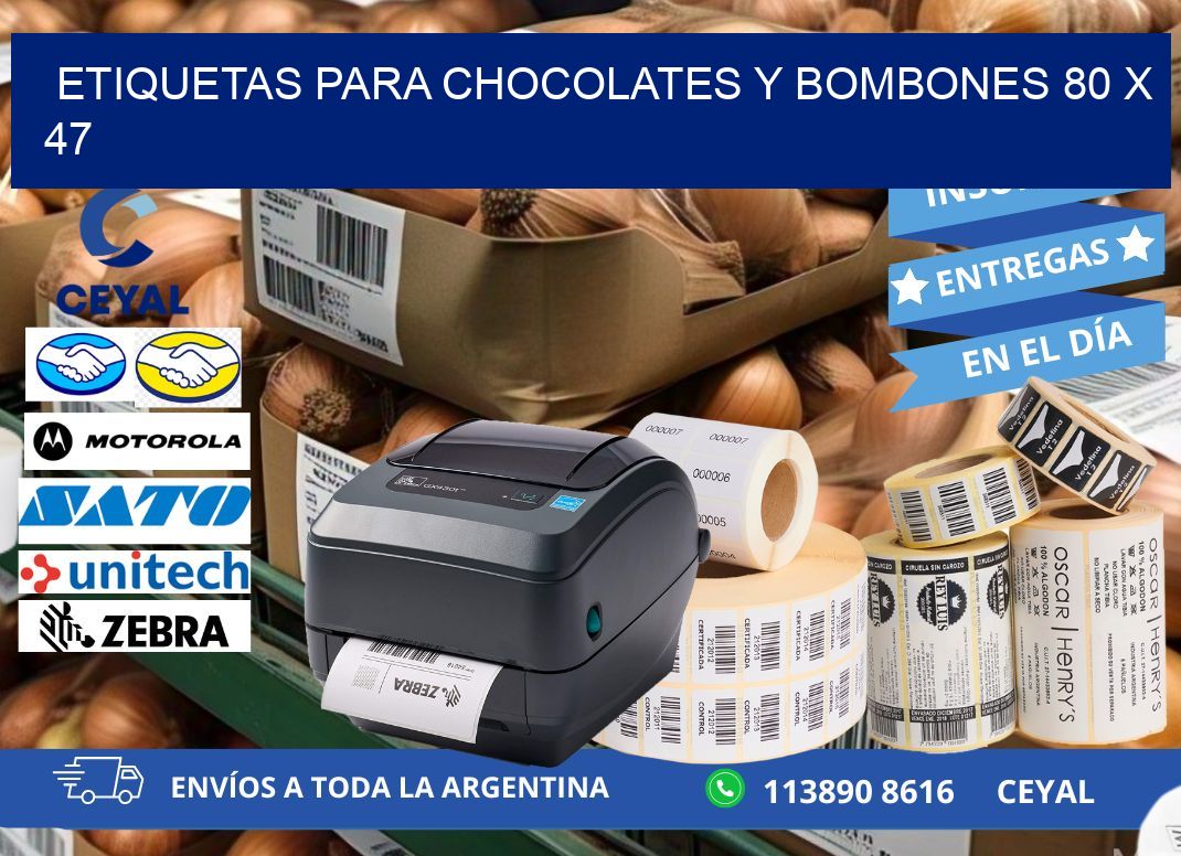 ETIQUETAS PARA CHOCOLATES Y BOMBONES 80 x 47