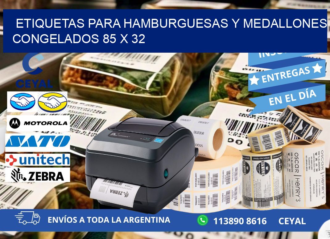 ETIQUETAS PARA HAMBURGUESAS Y MEDALLONES CONGELADOS 85 x 32