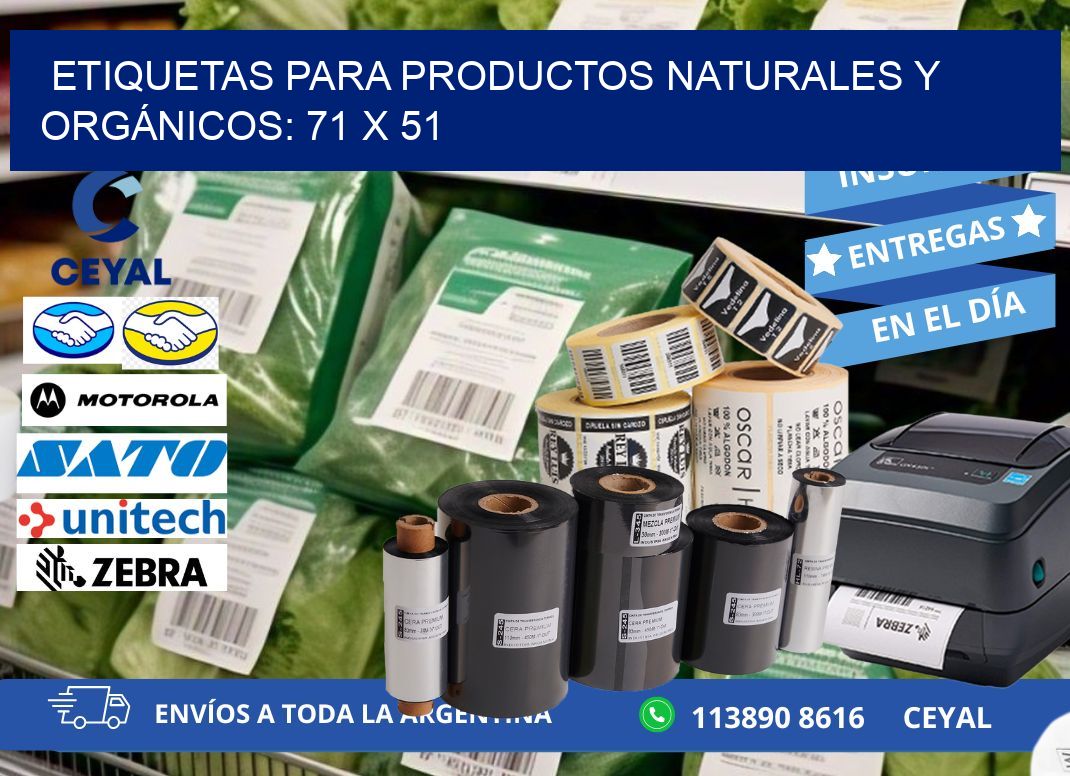 ETIQUETAS PARA PRODUCTOS NATURALES Y ORGÁNICOS: 71 x 51