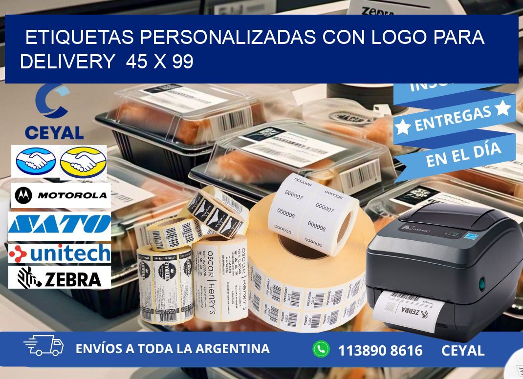 ETIQUETAS PERSONALIZADAS CON LOGO PARA DELIVERY  45 x 99