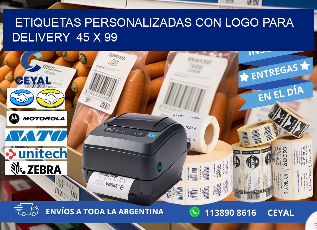 ETIQUETAS PERSONALIZADAS CON LOGO PARA DELIVERY  45 x 99