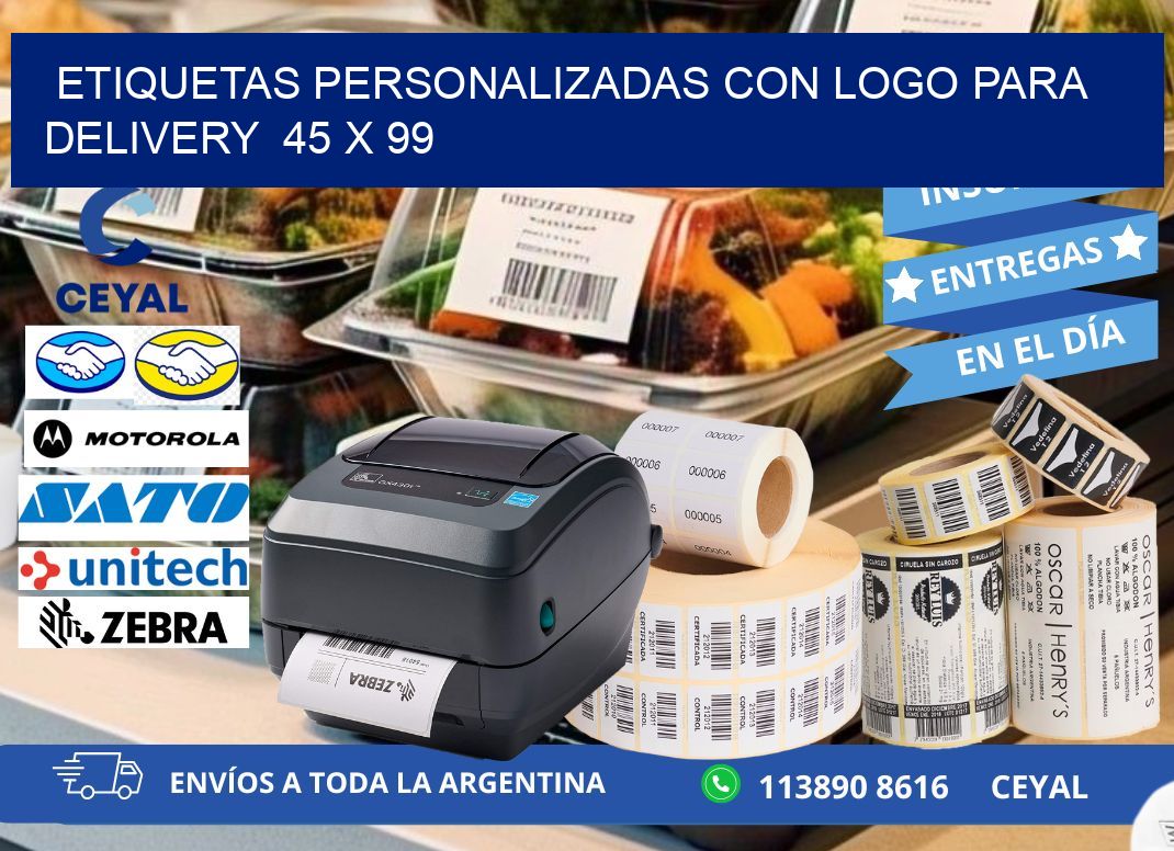 ETIQUETAS PERSONALIZADAS CON LOGO PARA DELIVERY  45 x 99
