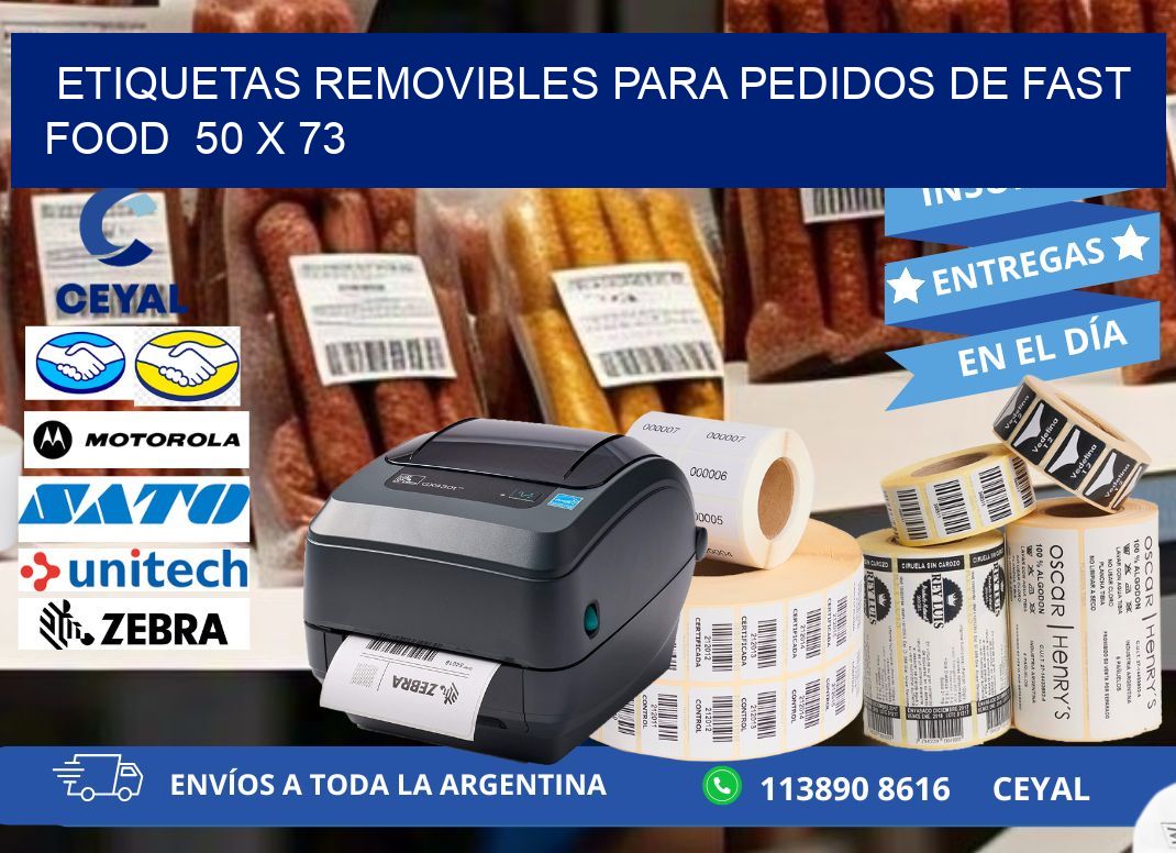 ETIQUETAS REMOVIBLES PARA PEDIDOS DE FAST FOOD  50 x 73
