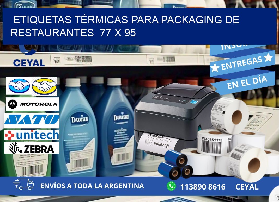 ETIQUETAS TÉRMICAS PARA PACKAGING DE RESTAURANTES  77 x 95
