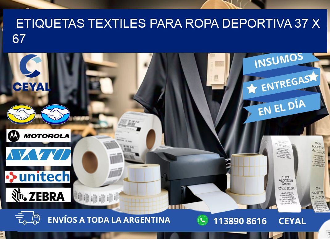 ETIQUETAS TEXTILES PARA ROPA DEPORTIVA 37 x 67