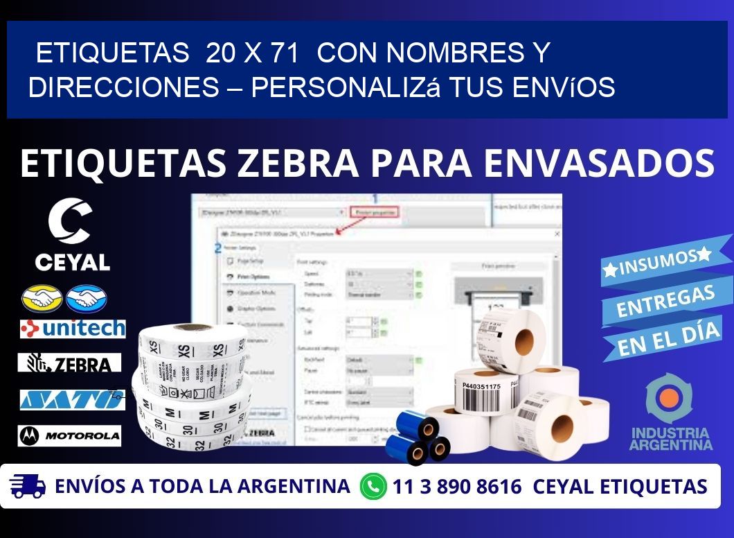 Etiquetas  20 x 71  con Nombres y Direcciones – Personalizá tus Envíos