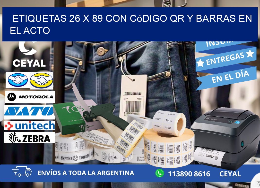 Etiquetas 26 x 89 con Código QR y Barras en el Acto