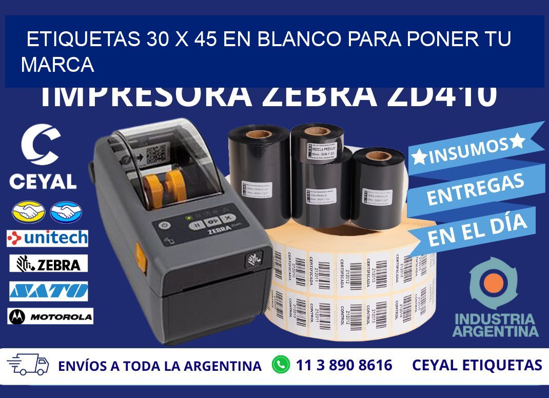 Etiquetas 30 x 45 en blanco para poner tu marca