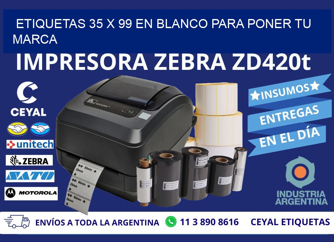 Etiquetas 35 x 99 en blanco para poner tu marca
