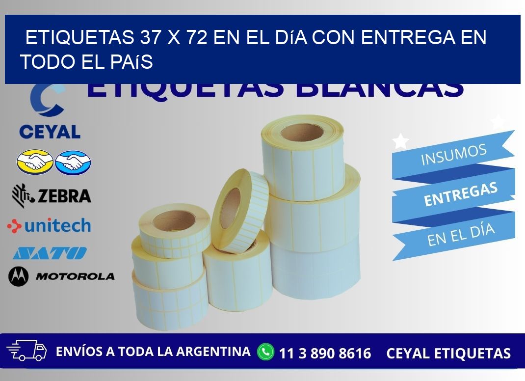 Etiquetas 37 x 72 en el Día con Entrega en Todo el País