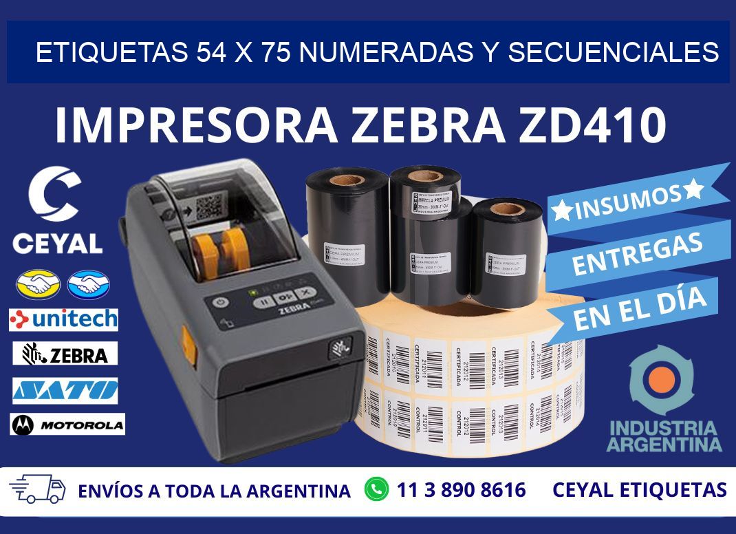 Etiquetas 54 x 75 Numeradas y Secuenciales