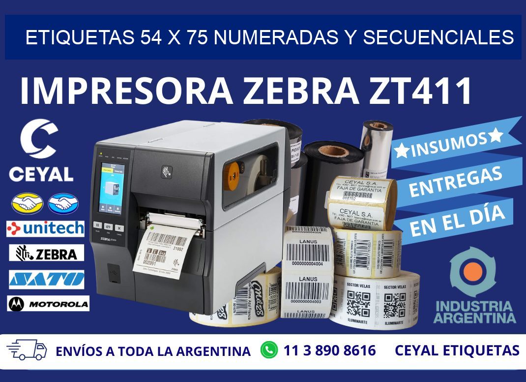 Etiquetas 54 x 75 Numeradas y Secuenciales